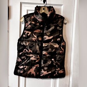 Poly filled camo print vest